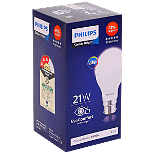 Buy Philips Stellar Bright LED Bulb - Crystal White, Round, 21 Watts, B22 Base Online at Price of Rs 299 - bigbasket