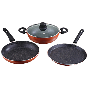 CAROTE Non Stick Cookware Set, Induction Set Combo, Set of 4(24cm Fry Pan,  16cm Saucepan, 24cm Sauce Pot, 28cm Biryani Pot, 16cm Lid, 24cm Lid, 28cm
