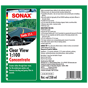 Buy Sonax Clear View 1:100 Windscreen Washer - Removes Tough Stains & Dirt Online Best Price of Rs 529 - bigbasket
