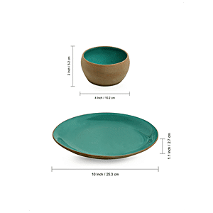Buy ExclusiveLane Ceramic Dinner Plates - With Serving Bowls & Katoris,  Earthen Turquoise, Hand Glazed, Microwave Safe Online at Best Price of Rs  3560 - bigbasket