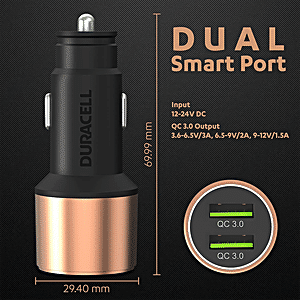 Buy Duracell 36W Fast Car Charger Adapter - Dual USB Port, Qualcomm  Certified 3.0, All Smartphones, Copper & Black Online at Best Price of Rs  799 - bigbasket