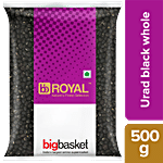bb Royal Urad Black, Whole - Desi, Unpolished Mature Pulses For Easy Cooking & Rich Flavour 500 g Pouch