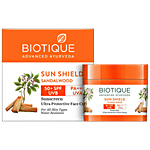 BIOTIQUE Sunscreen Ultra Protective Cream - Sun Shield, Sandalwood, 50+ SPF UVB, For Normal To Oil Skin 50 g Carton