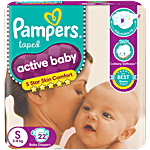 Pampers  Active Baby Taped Diapers - Soft, Up To 12 Hours Absorption, 5 Star Skin Comfort, Small 22 pcs
