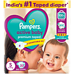 Pampers  Active Baby Taped Diapers - Soft, Up To 12 Hours Absorption, 5 Star Skin Comfort, Small 22 pcs