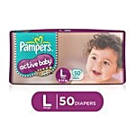 Pampers  Active Baby Large Diapers - 9-14 Kg 50 pcs Pouch