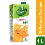 B Natural Orange Juice - Rich In Fibre, Vitamin C & E, 100% Indian Fruit & 0% Concentrate 1 L Carton