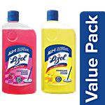 Lizol Disinfectant Surface & Floor Cleaner Liquid Citrus + Floral, each 1L Combo 2 Items