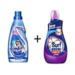 bb Combo Comfort Fabric Conditioner 800 Ml + Surf Excel Liquid Detergent Front Load 1 Ltr Combo 2 Items