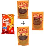 bb Combo GoldWinner Oil 1L + Tasties Panipuri Onion + Potato Cube + Garlic Tube-150g each Combo 2 Items