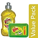 Vim Dishwash Bar 500 gm + Dishwash Gel - Lemon 250 ml Combo 2 Items