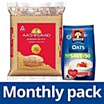 bb Combo Quaker Oats 1.5 Kg Pouch + Aashirvaad Atta - Whole Wheat 5 kg Pouch Combo 2 Items