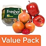 Fresho Apple - Washington 4 pcs + Kiwi - Green 3 pcs + Pomegranate 4 pcs Combo 3 Items