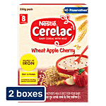 Nestle Cerelac Wheat Apple Cherry Cereal With Milk For 8 To 24 Months Baby 2x350 g (Multipack)