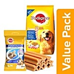 Pedigree Daily Food for Adult Dogs 10kg + Dentastix Oral Care Small Breed 110G Combo 2 Items