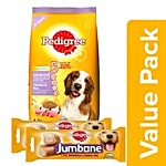 Pedigree Daily Food for Adult Dogs - Senior 3kg + Jumbone Treat Chicken & Rice 200G Combo 2 Items
