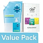 Godrej Aer Pocket Bathroom Freshener 30g Pack of 3 + Hand Wash - Masterblaster 750ml Combo 2 Items