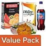 bb Combo Fresho Meat Fish 1kg + Everest Chaat Masala 100g + Thums Up 750ml + Dhara Oil 1L Combo 4 Items
