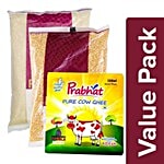 bb Combo BB Royal Bengali Rice (5 kg) + PRABHAT Pure Cow Ghee 500ml + BB Royal Moong Dal 1kg Combo 3 Items