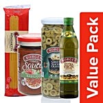 BORGES Durum Wheat Pasta 500g + Green Olives 450g + Olive Oil 500ml + Pasta Sauce 300g Combo 4 Items