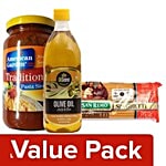 bb Combo San Remo Pasta 500G + Disano Olive Oil Pure 1L +American Garden Pasta Sauce 397G Combo 3 Items