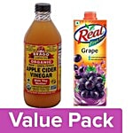bb Combo Bragg Organic - Apple Cider Vinegar, 16Oz 473ml + Real Fruit Power Grape 1L Combo 2 Items