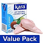 bb Combo Kara Coconut Milk - UHT Natural 200ml + Fresho Meat Chicken Breast Boneless 500G Combo 2 Items
