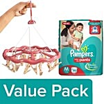 bb Combo DP Plastic Hanger Clips Assorted, Set Of 16 + Pampers Diapers Medium 80Pcs Combo 2 Items