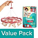 bb Combo DP Plastic Hanger Clips Assorted, Set Of 16 + Pampers Diapers Large 68Pcs Combo 2 Items