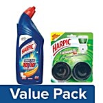 Harpic Disinfectant Toilet Cleaner Liquid, Orange 1 L + Toilet Cleaner Block, Citrus 100 g Combo (Pack of 2)