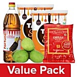 bb Combo Fresho Mango 1kg+Fortune Mustard Oil 1L+Tata Salt 1kg+Ramdev Powder-Chilli 200g Combo 4 Items