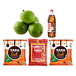 bb Combo Fresho Mango 1kg+Fortune Mustard Oil 1L+Tata Salt 1kgx2+Ramdev Powder-Chilli 200g Combo (4 Items)