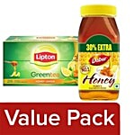 bb Combo Dabur World's No.1 Honey Brand 1 kg + Lipton Green Tea - Honey Lemon 25 pcs Combo 2 Item