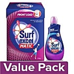 Surf Excel Matic Front Load Detergent Powder 2 kg + Liquid Matic, Front Load 500 ml Combo 2 Item
