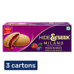 Parle Platina Hide & Seek Milano Collections Mixed Berries Centre Filled Biscuits 3x60 g (Multipack)
