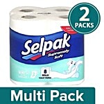 Selpak Imported Toilet Tissue Paper - Supremely Soft, Plain 3Ply 2x8 Rolls Multipack