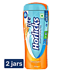Horlicks Lite Regular Malt Flavour Nutritional Drink, No Added Sugar For Adults 2x450 g (Multipack)
