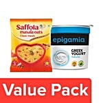 bb Combo Epigamia Greek Yogurt - Natural 90gm + Saffola Oats - Classic Masala 40gm Combo 2 Items