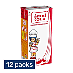 Amul Gold Homogenised Standardised Milk 12x1 L Multipack