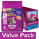 Whiskas Dry - Mackerel Flavor 3kg + Wet - Tuna in Jelly (for Adult cats) 85G Pack of 12 Combo 2 Items