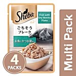 SHEBA Fish Mix cat Food - Fish with Dry Bonito Flake, for Adult Cats 4x35 g Multipack