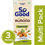 So Good Almond Milk - Natural, Unsweetened 200 ml (Pack of 3) Multipack