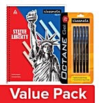 Classmate Gel Pen Blue, Octane, Blister 5pc+Notebook King Size Ruled, College Spiral 200pg Combo 2 Items