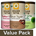 Organic Tattva Organic - Psyllium Husk 100G + Wheat Grass Powder 100G + Triphala Powder 100G Combo 3 Items