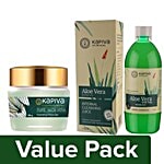 Kapiva Ayurveda Juice - Aloe Vera 1 lt + Pure Aloe Vera Hydrating Face Gel 150 gm Combo 2 Items