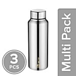BB Home Frost Stainless Steel Bottle With Steel Cap - Steel Mirror Finish, PXP 1009 BK 3x500 ml Multipack