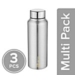 bb home Frost Stainless Steel Water Bottle With Steel Cap - Steel Matt Finish 3x750 ml Multipack