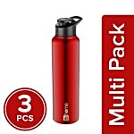 bb home Frost Stainless Steel Water Bottle With Sipper Cap - Dark Red 3x1 L Multipack