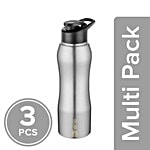 bb home Trendy Stainless Steel Water Bottle With Sipper Cap - Steel Matt Finish 3x750 ml Multipack