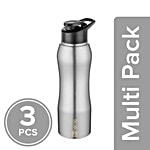 bb home Trendy Stainless Steel Water Bottle With Sipper Cap - Steel Matt Finish 3x1 L Multipack